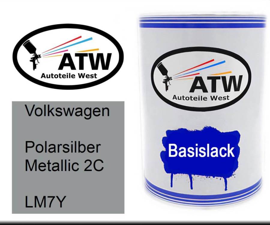 Volkswagen, Polarsilber Metallic 2C, LM7Y: 500ml Lackdose, von ATW Autoteile West.